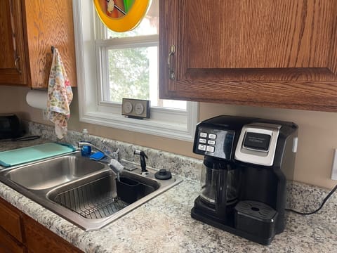 Regular coffee pot or keurig.   We furnish some coffee but do no keurig cups