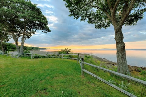 Steps on grounds lead to beach.