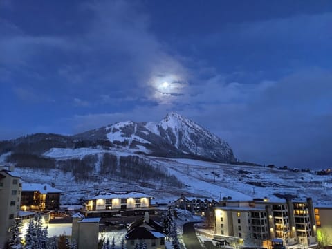 Night view from our patio of Mt. CB 