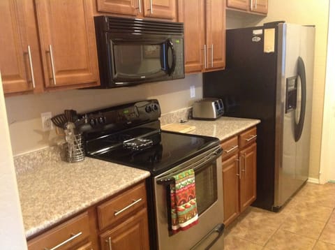 Granite countertops and appliances.