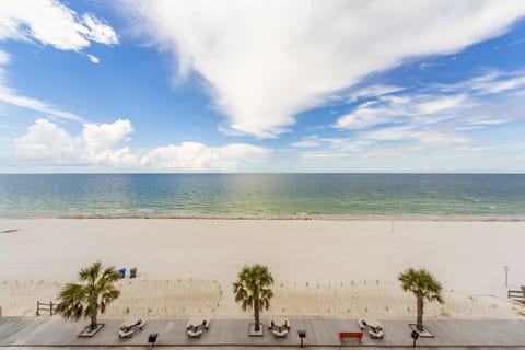 View of the Gulf from our front door on common balcony.