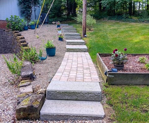 Steps up to rental unit.