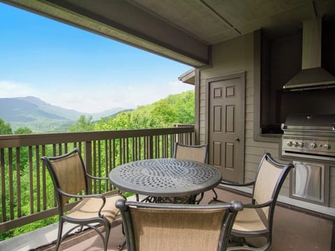 Deck Area with Built-In Grill and Grandfather Mtn