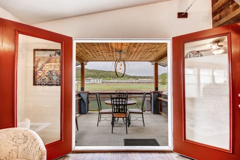 Our beautiful french doors open up to views of the railroad 