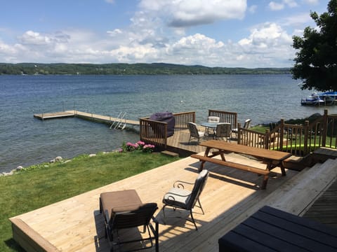 Decks for lounging and dining.