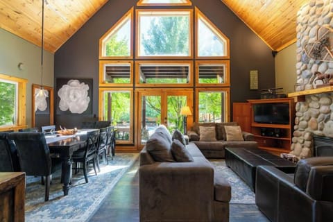 living room looking out to the pool