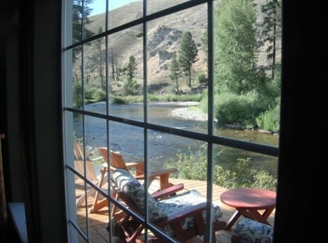 Living room windows looking downstream.