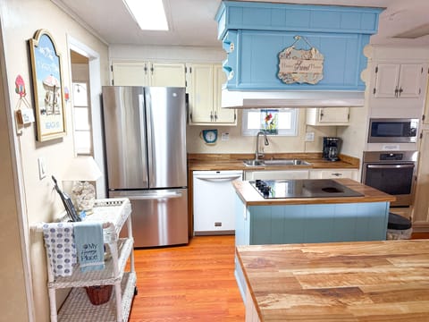 Stainless steel appliances.  Blender/ crock pot/ coffee maker/ mixer/ grill acc.