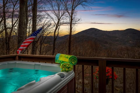 Imagine relaxing in the hot tub watching the sunset over the mountain.