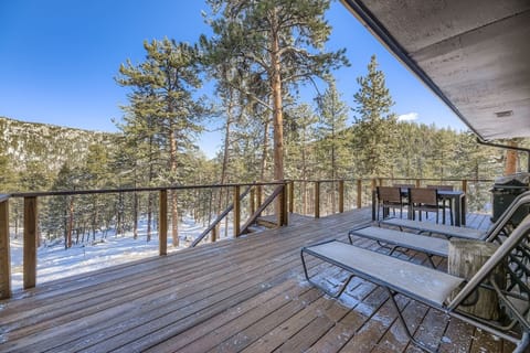 Large cable rail deck to maximize views. Wildlife frequents the property