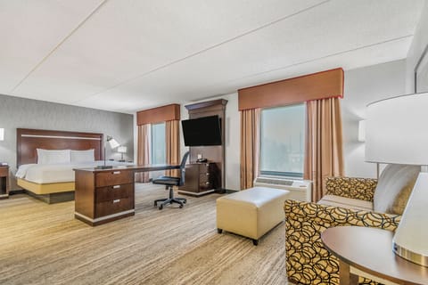 Studio, One King and One Sofa Bed, Non-Smoking | Desk, laptop workspace, blackout drapes, iron/ironing board