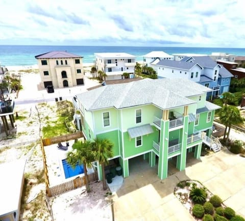 Easy walk to beach & great views from balconies. Also easy to see kids in pool.