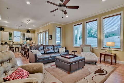 Plenty of windows in living areas. Access to back patio for extra meal seating.