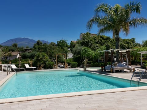 Outdoor pool, sun loungers