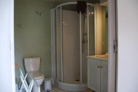 Shower, rainfall showerhead, hair dryer, towels