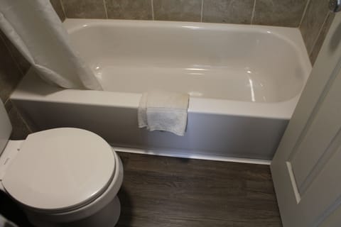 Basic Room, 1 King Bed, Non Smoking | Bathroom | Combined shower/tub, free toiletries, towels