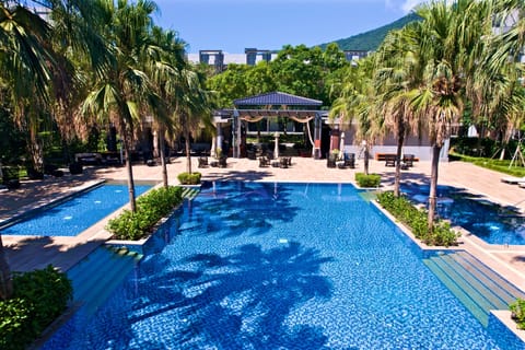 Outdoor pool, open 8:00 AM to 9:00 PM, pool umbrellas, sun loungers