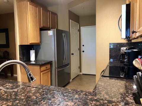 There is direct access to the attached garage through the kitchen.