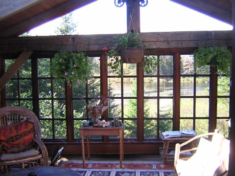 Porch overlooking pond