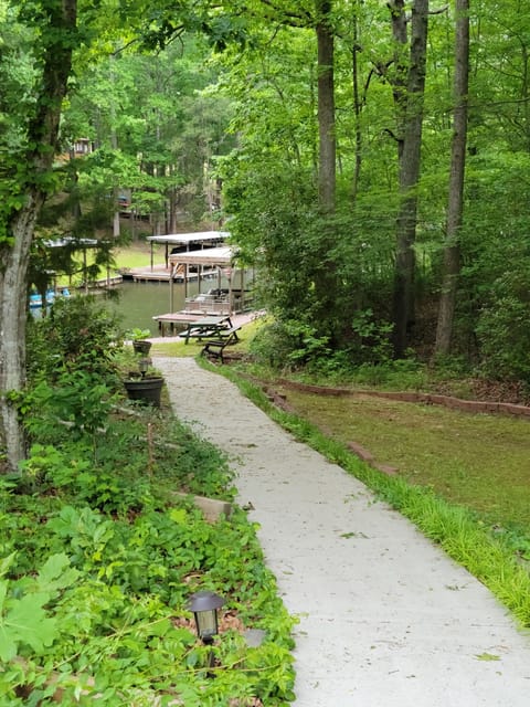 sidewalk to your boathouse. Not steep and a very short walk.