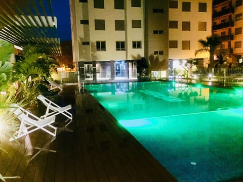 swimming pool by night