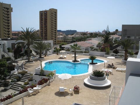 View from balcony of pool