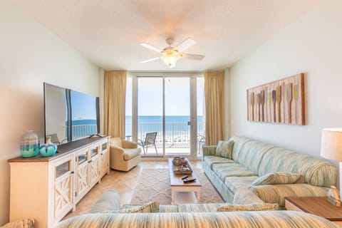 Living room with beach views