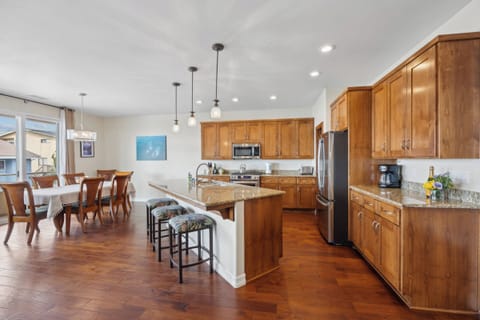 Large open kitchen, dining, living area.  PERFECT for entertaining. 