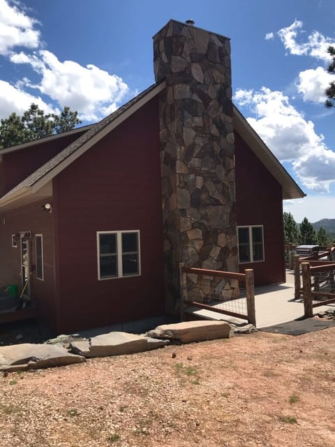 Beautiful stone fireplace.