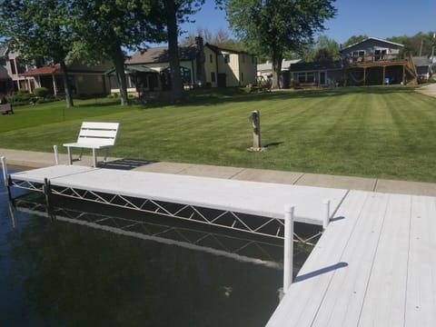 Aluminum Roll-a-Dock & view from our dock back with our large, nice & flat lawn.