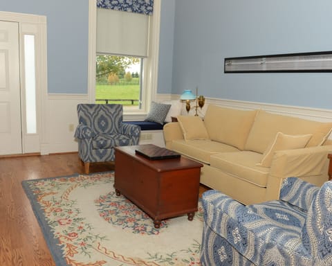 Living area looking out on field.