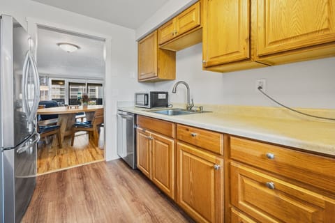 Stainless appliances and prep space in the kitchen is great for the cook!
