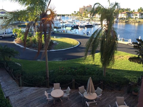 View of marina from third floor terrace next to our condo