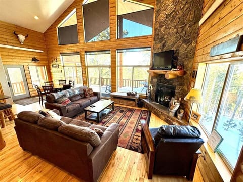 Great room with wood burning fireplace