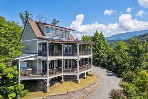 2 wrap-around decks, nestled in the forest