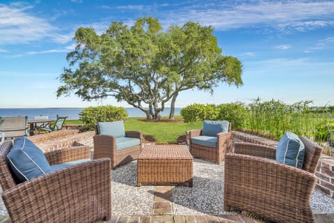 Private outside patio with a view of the Calibogue Sound