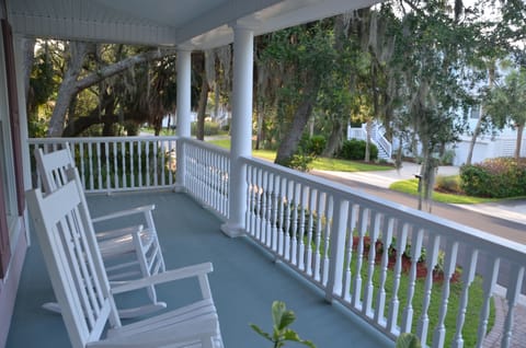 Relax in the large rocking chairs on the front porch.