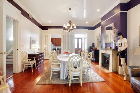 Dining Room is spacious; the table seats 12 easily. Can be separated.