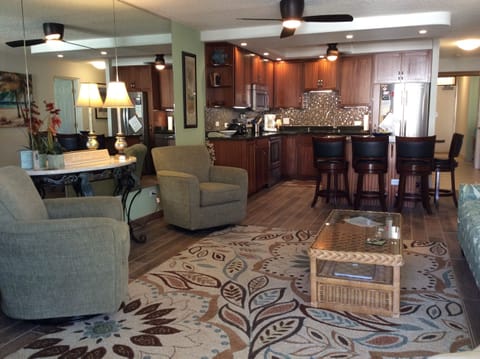 New updated living room  area and kitchen appliances 