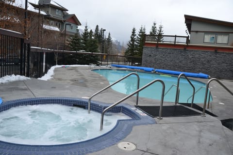 Outdoor heated pool and hot tub