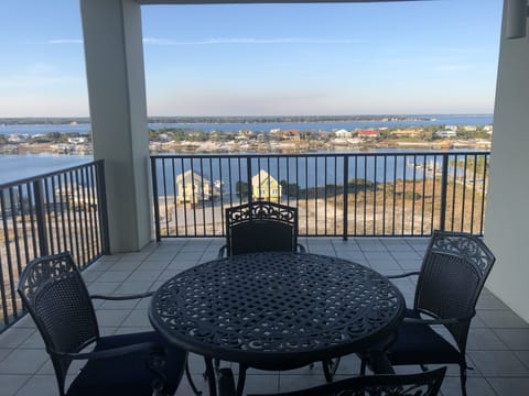 Outdoor dining on large covered patio 