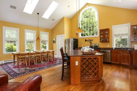 Enter the massive kitchen through French doors from the main living area