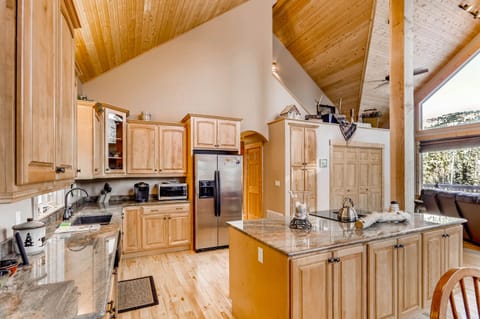The kitchen is huge with lots of room for meal preparation and everything you will need for your stay.