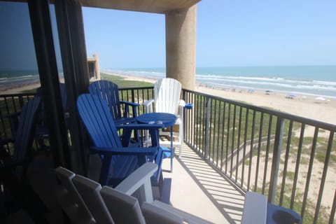 View from the sixth floor balcony. Tall chairs so you can see over the railing.