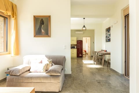 The first floor two-bedroom apartment can be totally independent.