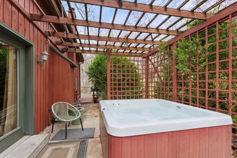 Hot tub outside gazebo