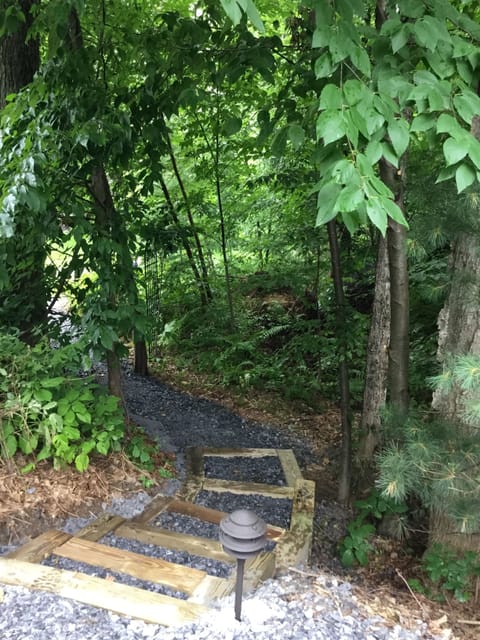 Path from private parking area.