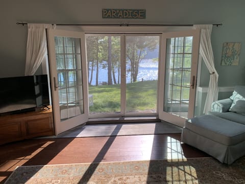 Private entry doors with a water view