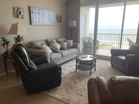 Gulf Front & Beach view from living area.