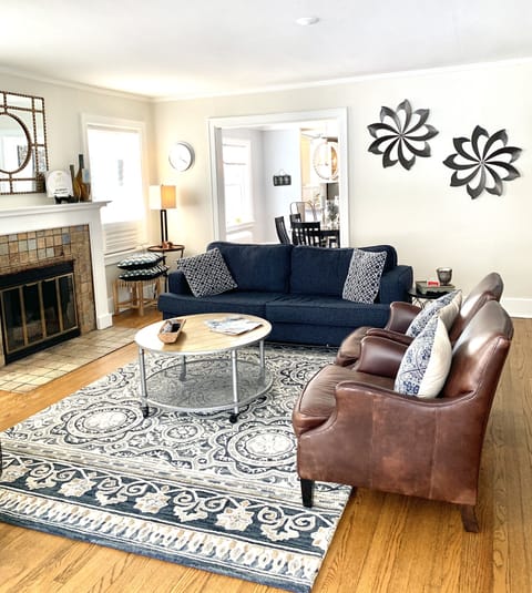 Sofa pulls out for additional sleeping accommodations 